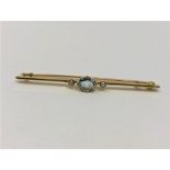 An antique 15ct gold aquamarine brooch