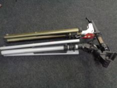 Two heavy duty photographic tripods