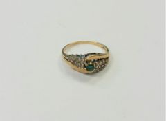 A 9ct gold gem set dress ring, size O CONDITION REPORT: 2.