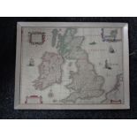 A framed map of the British Isles and Ireland