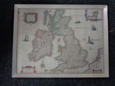 A framed map of the British Isles and Ireland