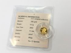 A 14ct gold coin depicting Saint Philip the Apostle, 0.