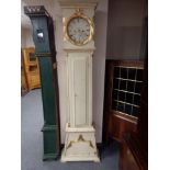 An early twentieth century painted cased continental longcase clock with circular clock by J.