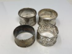 Four assorted Victorian napkin rings CONDITION REPORT: 107.