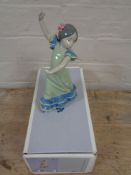 A Lladro figure, Spanish girl dancing, boxed.