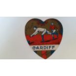 SHARPE, heart-shaped rugby card, Well Taken Cardiff, action scene, VG