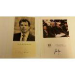 POLITICAL, signed blank cards by British Prime Ministers, John Major (1990-1997), Tony Blair (1997-