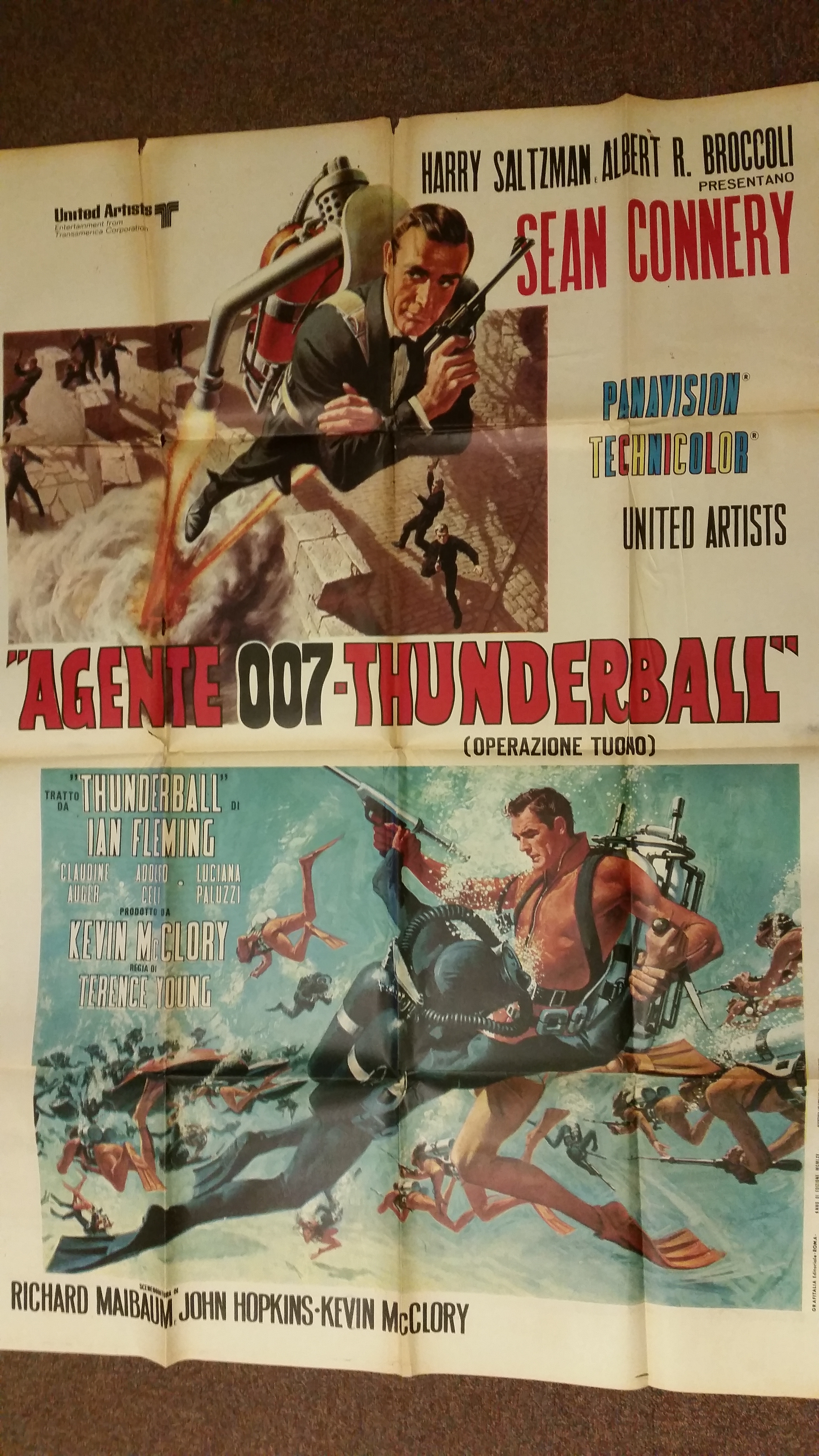 CINEMA, James Bond poster, Thunderball (1971 re-release), Sean Connery, Italian 40 x 56 (2-