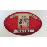 BAINES, ball-shaped rugby card, Well Kicked Wales, action scene inset, VG