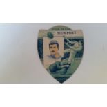 BAINES, shield-shaped rugby card, Stick To Him Newport, A.J. Gould inset, VG