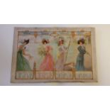 THE GENTLEWOMAN, silk panels, Three Christmas Roses, The Four Seasons (1910 calendar), laid down