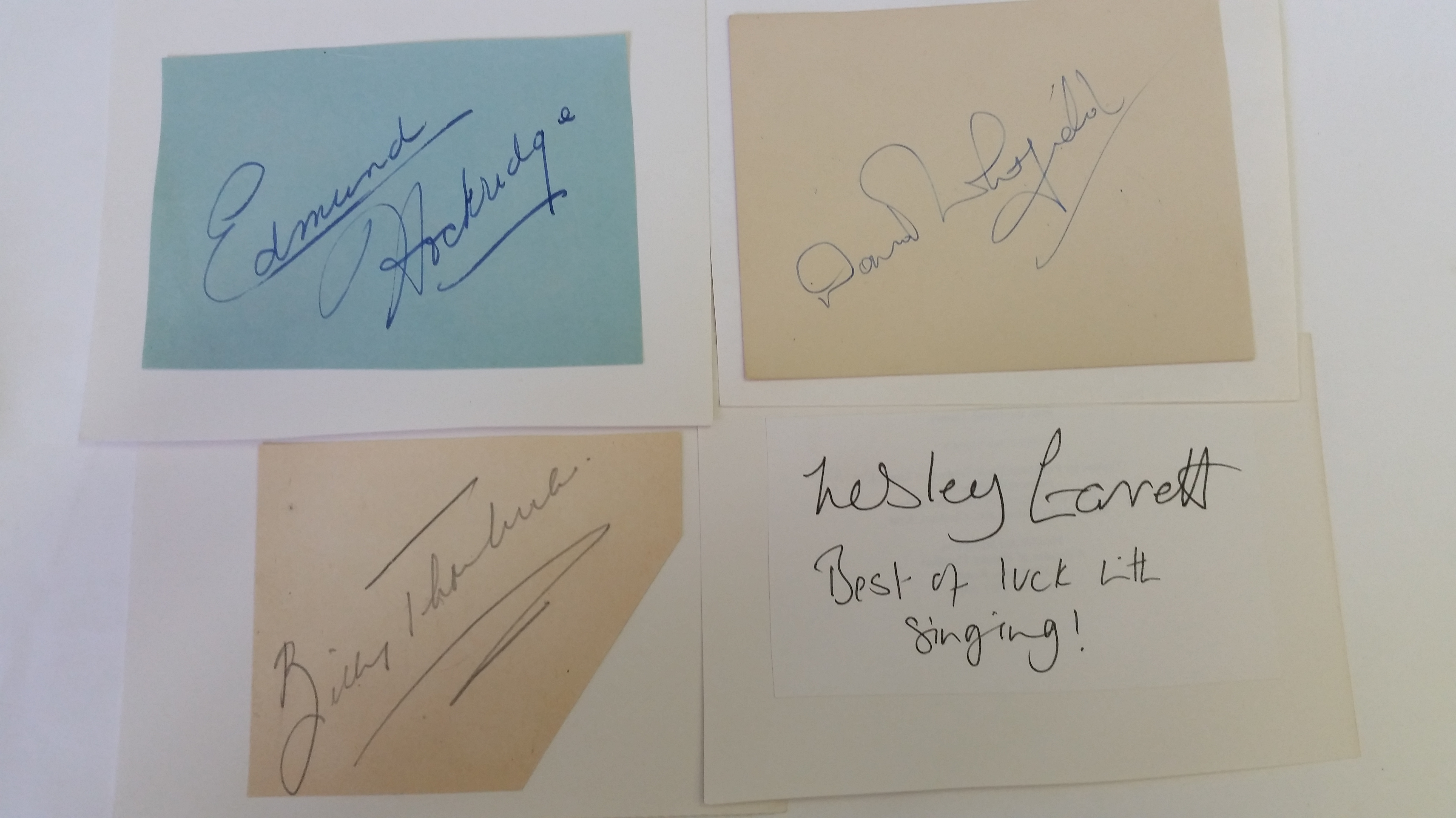 ENTERTAINMENT, signed cards, pieces etc., inc. Jack Hylton, Lesley Garrett, Edmund Hockridge,