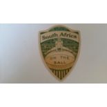 BAINES, shield-shaped rugby card, South Africa, On The Ball inset, VG