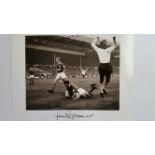 FOOTBALL, signed photo by Jimmy Greaves, celebrating goal for England v Rest of the World 1963, from