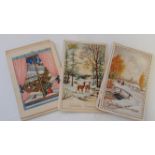 GREETINGS, p/c, Christmas, inc. scenes, children, floral, religious, villages etc., Belgian issue,