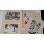 ARTWORK, original drawings by ROWE, mostly from Egypt, Palestine & Syria, circa 1945, laid down to