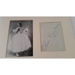 BALLET, signed album page, 4.5 x 6, overmounted to side of 5 x 7.5 b/w magazine photo of Alicia