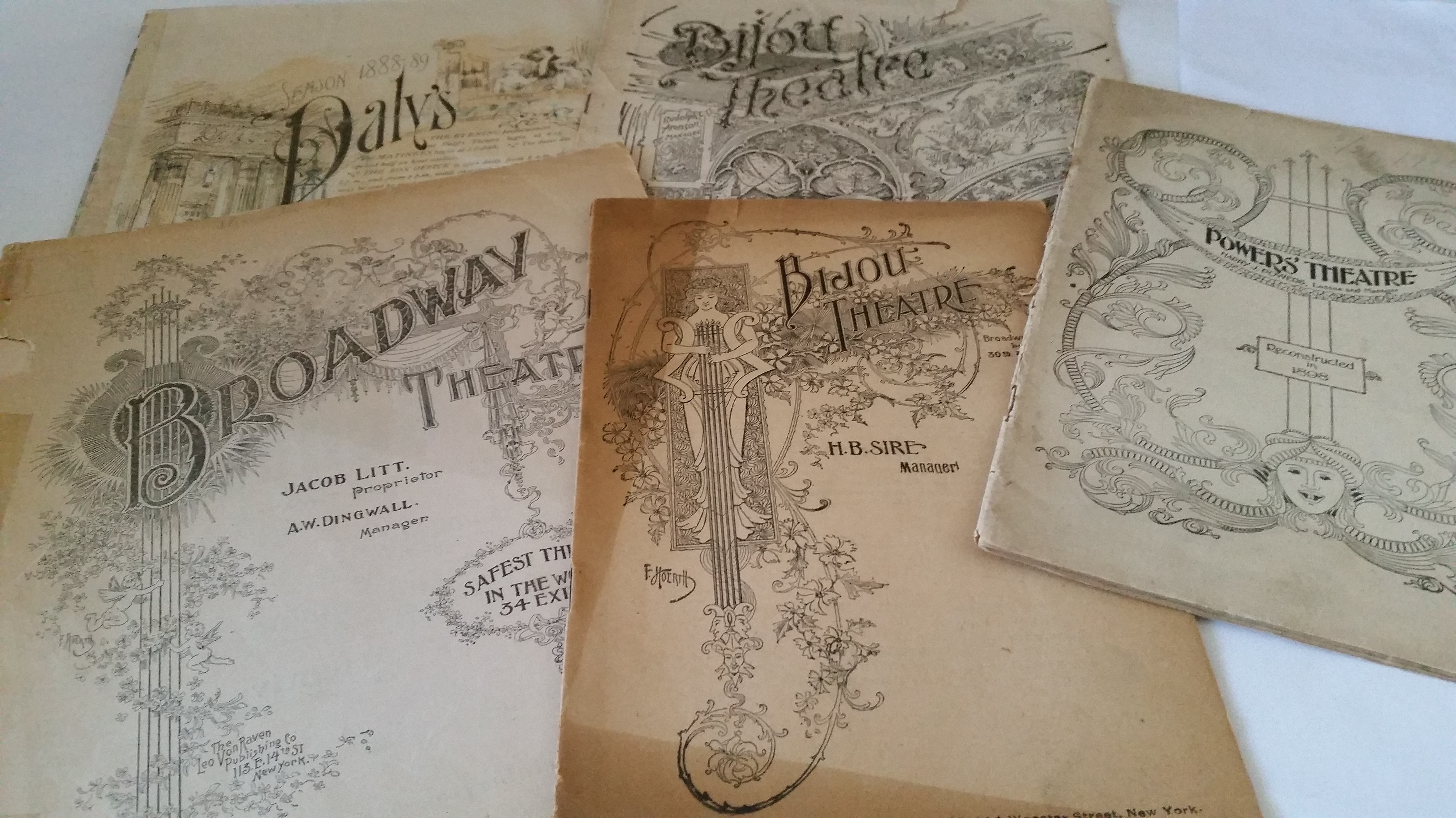 THEATRE PROGRAMMES, USA selection, 1875-1900, inc. Brooklyn Daily Stage, Dalys, Broadway, Bijou (2),