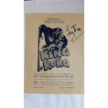 CINEMA, signed King Kong campaign booklet by Fay Wray, Indian issue, VG
