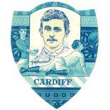 BAINES, shield-shaped rugby card, Half-Time Cardiff, T.W. Pearson inset, VG