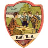SPORTS, shield-shaped cards, 1880s-1900s, Baines (11) & Pears, inc. rugby, football, Bowling; Hull