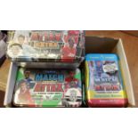 FOOTBALL, unopened retail tins, Topps Match Attax, 2010/1, 2011/2, 2016/7 & 2017/8, each with 50