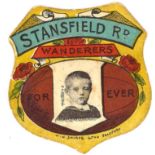 SHARPE, shield-shaped football card, Stansfield Road Wanderers For Ever, Horsfall inset, Puzzle