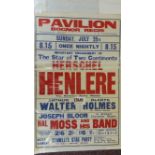 THEATRE, poster, Bognor Regis Pavilion, Sunday 25th Jul n.y., inc. Herscel Henlere, 20 x 30, VG