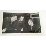 MUSIC, unsigned b/w photo showing Glenn Miller at HMV Studios 1944, with Ray McKinley & Mel