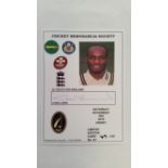 CRICKET, signed CMS card by Chris Lewis, 2016, No. 91, LE49/100, EX