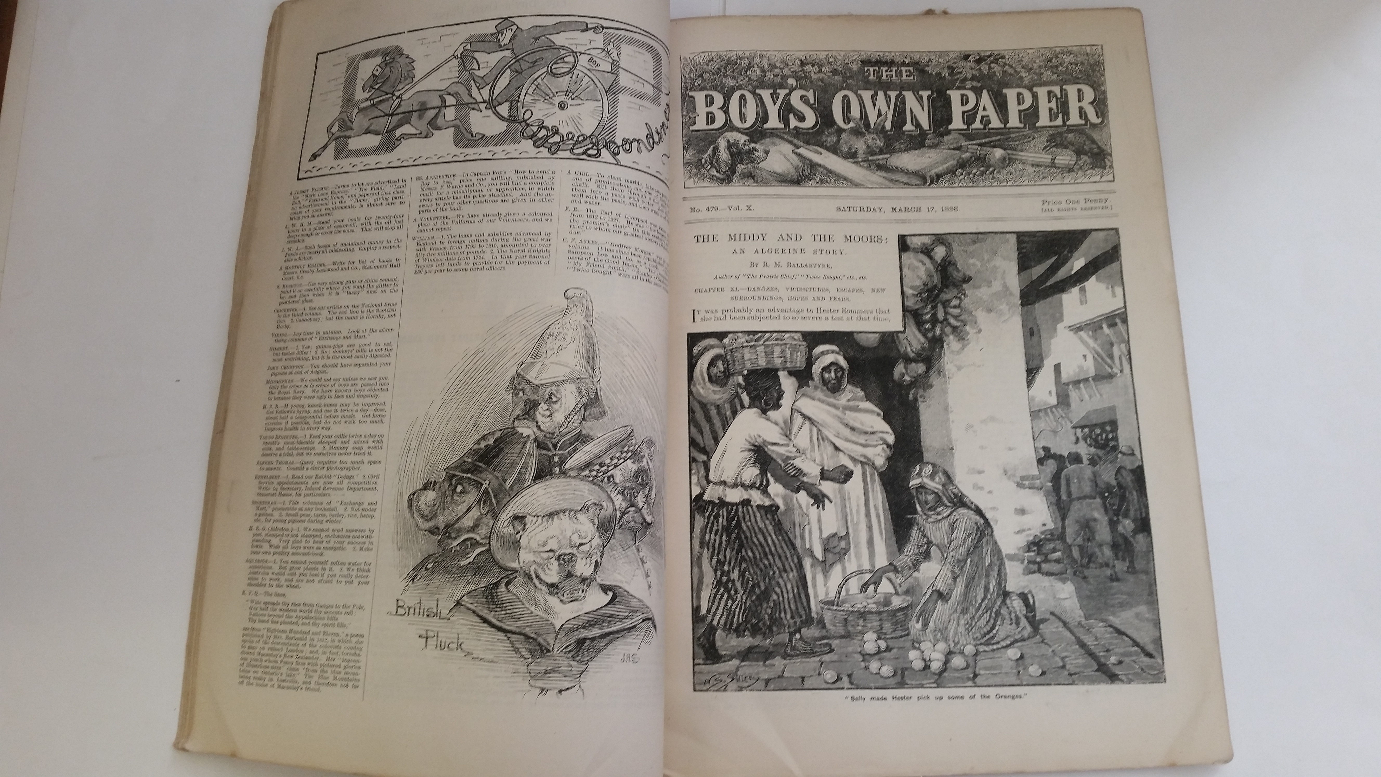 COMICS, The Boys Own Paper, 1880s, several issues, signs of previous binding (no covers), P to G,