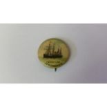 AMERICAN PEPSIN GUM, Ocean Liners, La Normandie, lapel badges (22mm dia.), paper insert, VG