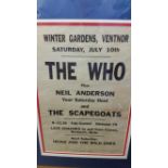 POP MUSIC, concert poster, The Who, Ventnor Winter Gardens, Sat 10th July n.y. (1965), 9.5 x 14.5,