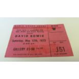POP MUSIC, David Bowie, Ziggy Stardust concert ticket, Earls Court Arena (London), 12th May