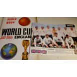 FOOTBALL, selection, 1966 World Cup scrapbook with loose cuttings, 1970 England poster (Spanish MG
