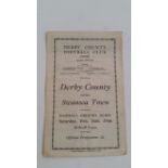 FOOTBALL, programme for Derby County v Swansea Town, 16th Feb 1946, previous folds, G