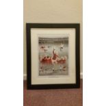 FOOTBALL, signed colour montage print by Geoff Hurst, showing his three goals in the 1966 World