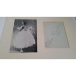 BALLET, signed album page, 4.5 x 6, overmounted to side of 5 x 7.5 b/w magazine photo of Alicia