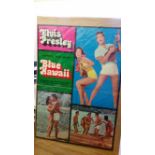 POP MUSIC, film poster, Blue Hawaii, with Elvis Presley & Angela Lansbury, three beach scenes,