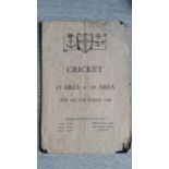 CRICKET, programme for match played in Egypt, 26th & 27th Aug 1944, 17 Area v 16 Area, players