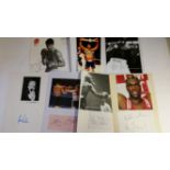 BOXING, signed pieces, photos etc., laid down beneath magazine photos, Jim Watt, Audley Harrison,