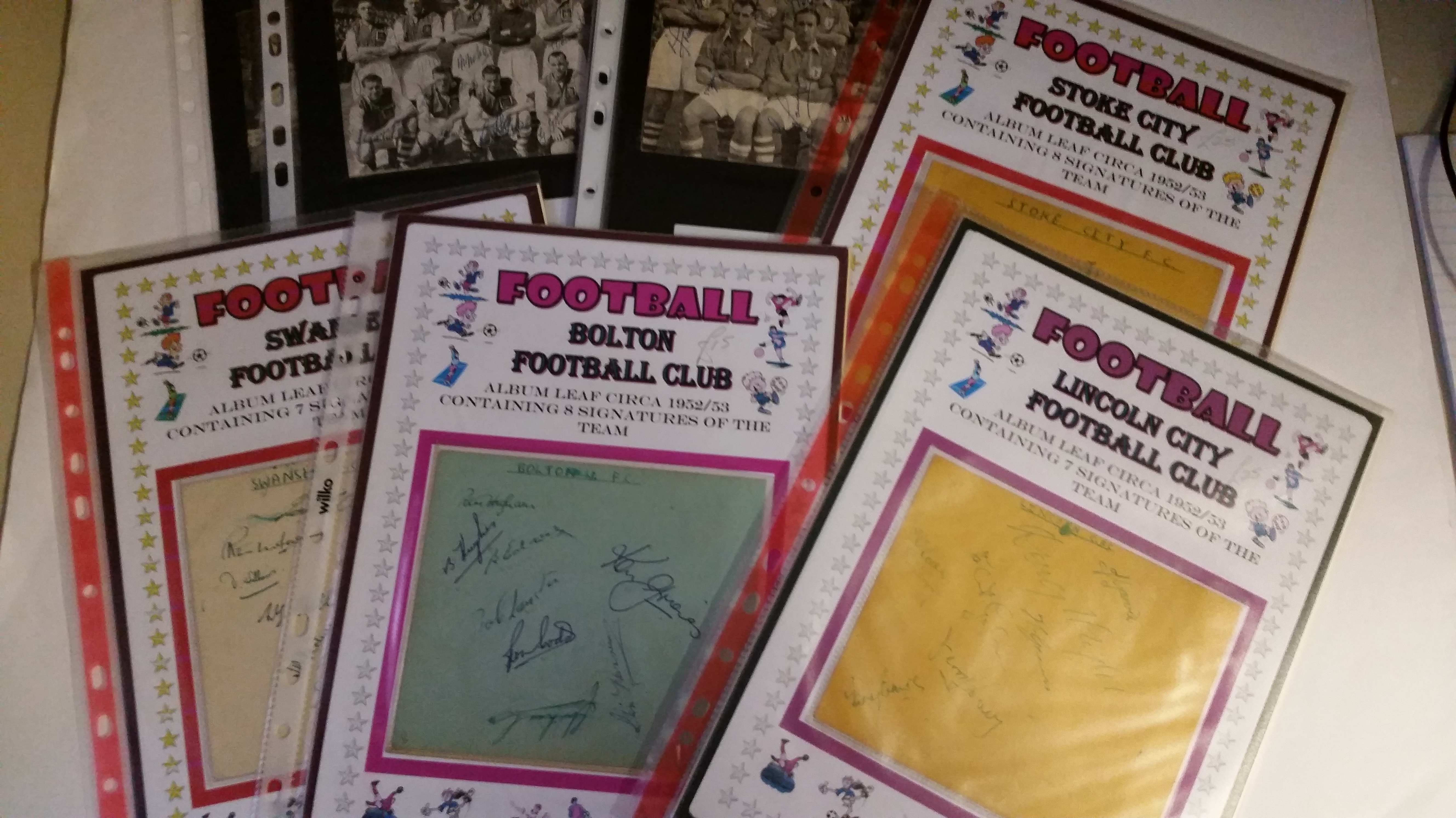 FOOTBALL, signed album pages & magazine cuttings, 1950s, inc. Lincoln City (7 signatures), Bolton (