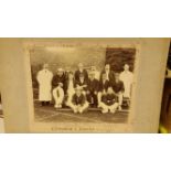 CRICKET, original team photo, C.E. Small XI v Chard CC, dated by hand 28th August 1909, players