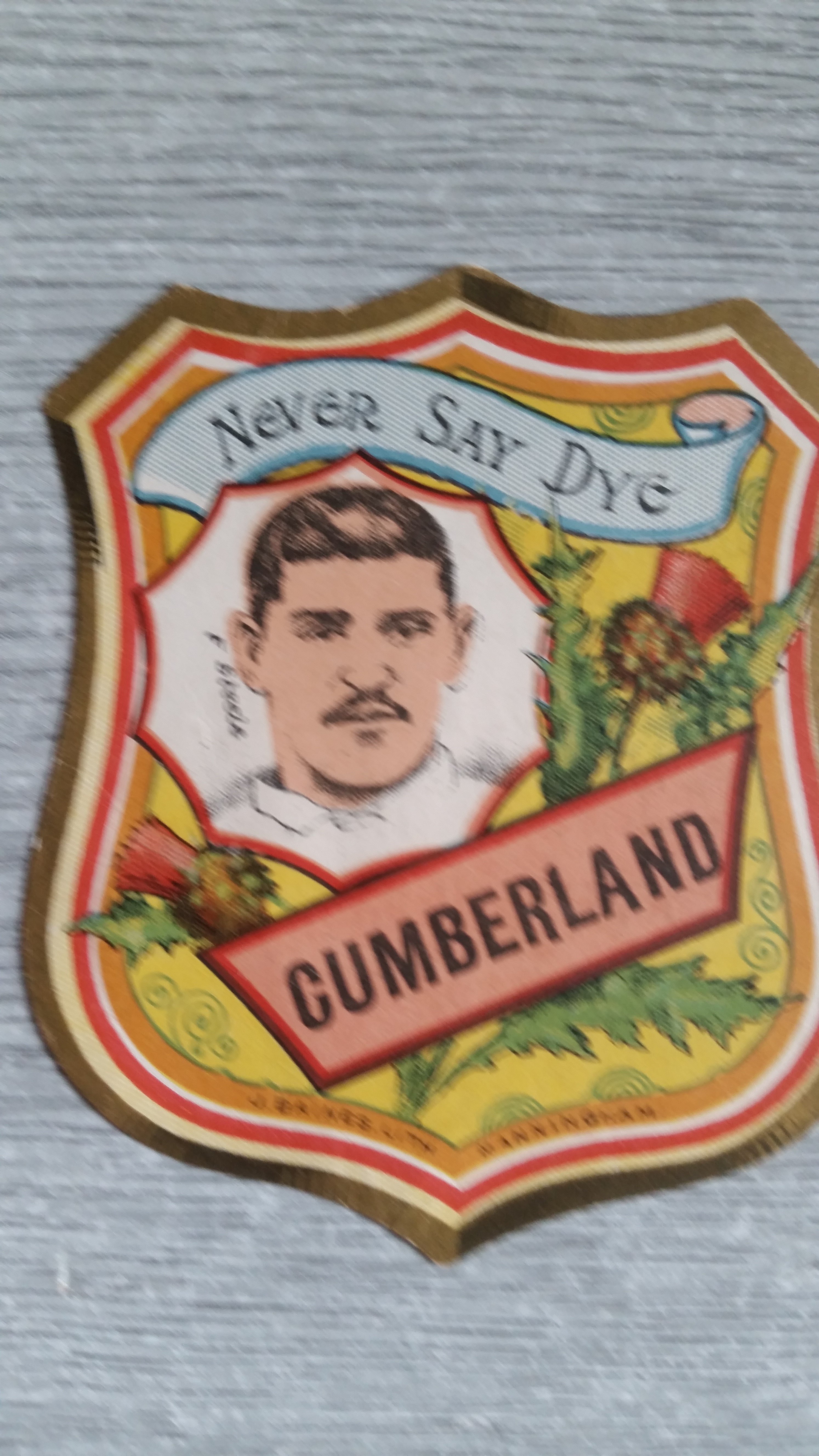 BAINES, shield-shaped rugby card, Cumberland, F. Steele inset, slight a.m.r., G