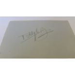 POP MUSIC, signed album page 6.5 x 4.5) by Billy Fury, EX