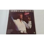 POP MUSIC, signed LP by Glen Campbell, Glen Campbell Live, record present, VG