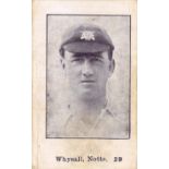 V.C.C., Sportsmen (Cricketer), No. 29 Whysall (Nottinghamshire), without Poppleton overprint, corner