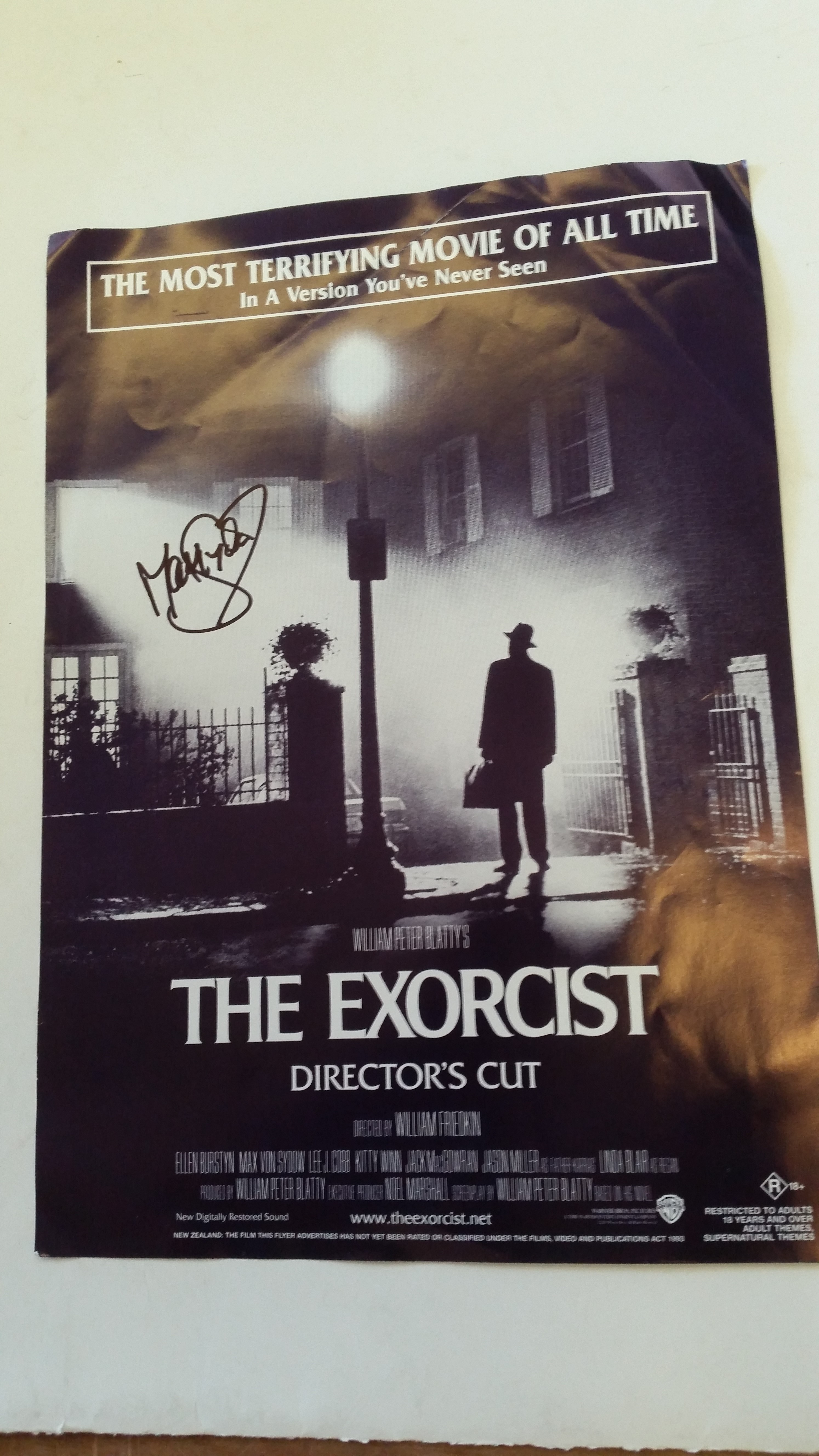 CINEMA, signed film flyer by Max von Sydow, The Exorcist - Directors Cut, EX