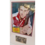 POP MUSIC, signed newspaper photo by Gene Vincent, 5 x 3, overmounted beneath repro promotional