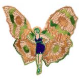 TURKISH MACEDONIAN, Turmac silks (woven), Butterfly Girls, approx. 130 x 100mm (shaped), VG, 16